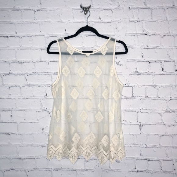 Karen Kane Tops - Karen Kane Cream Boho Tank Top Geometric Diamonds